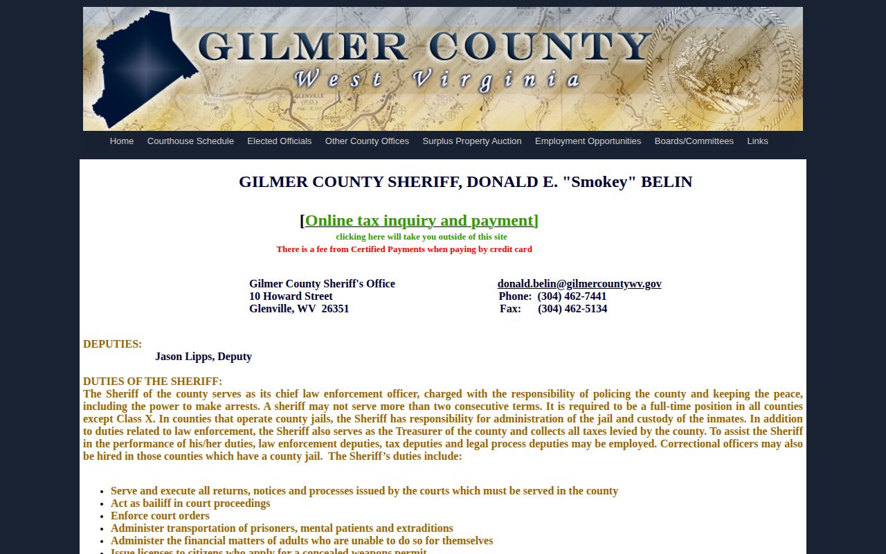 Gilmer County Sheriff official page for arrest and release record routing