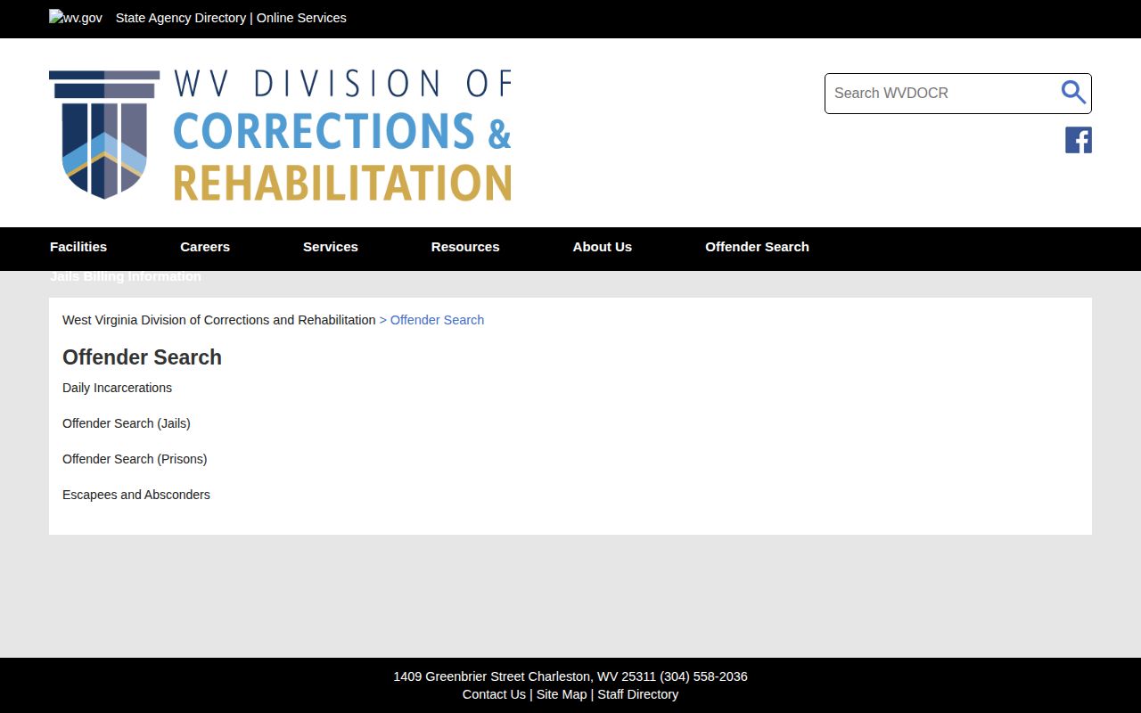 Gilmer County released inmate WVDCR search hub